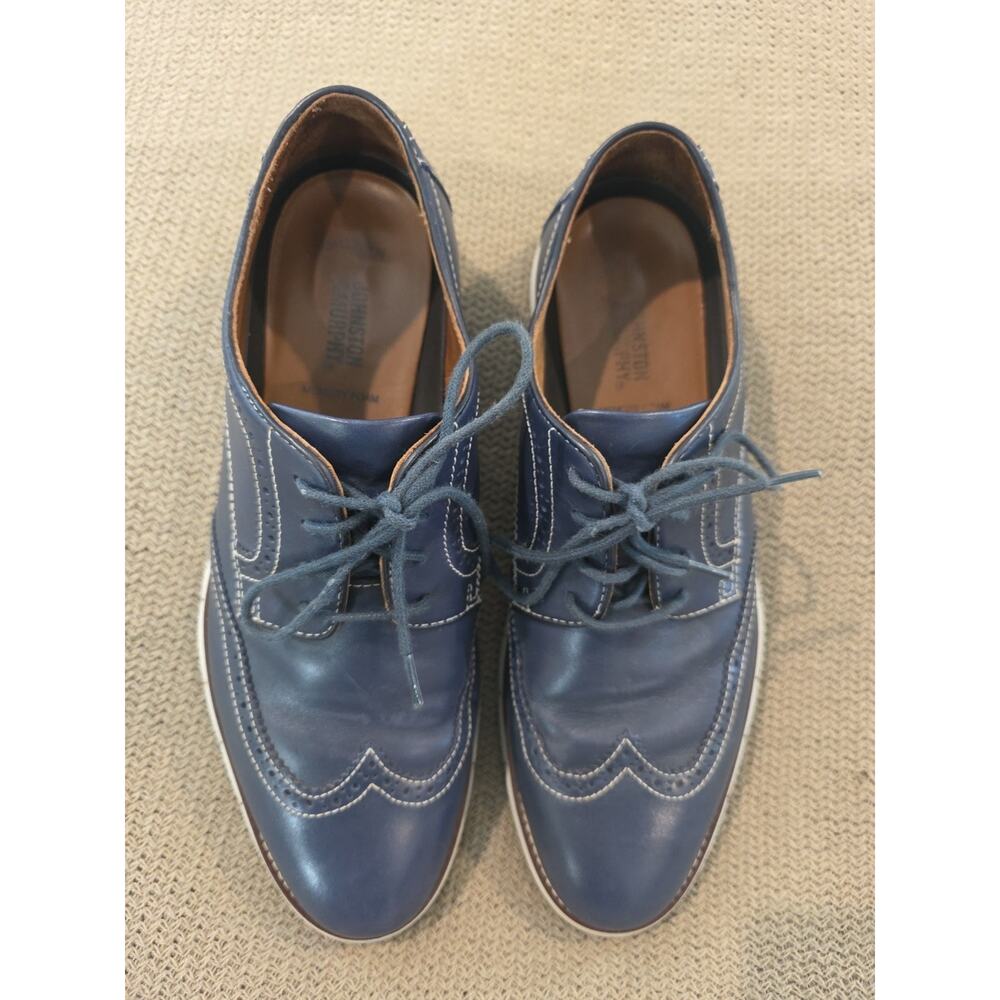 208369 HOLDEN WINGTIP MEN'S SHOES 10 M NAVY Blue LEATHER JOHNSTON & MURPHY